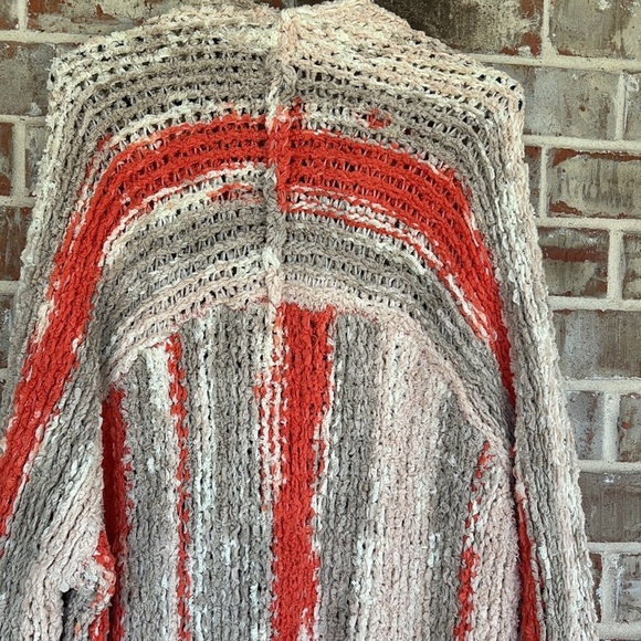 Free People Desert Daze Orange and Cream Chunky Knit Cardigan - Picture 11 of 13